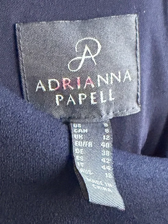 🆕🫐 Adrianna Papell Navy One Shoulder Maxi Dress Elegant Formal Gown Slit Size 8 - Picture 11 of 13